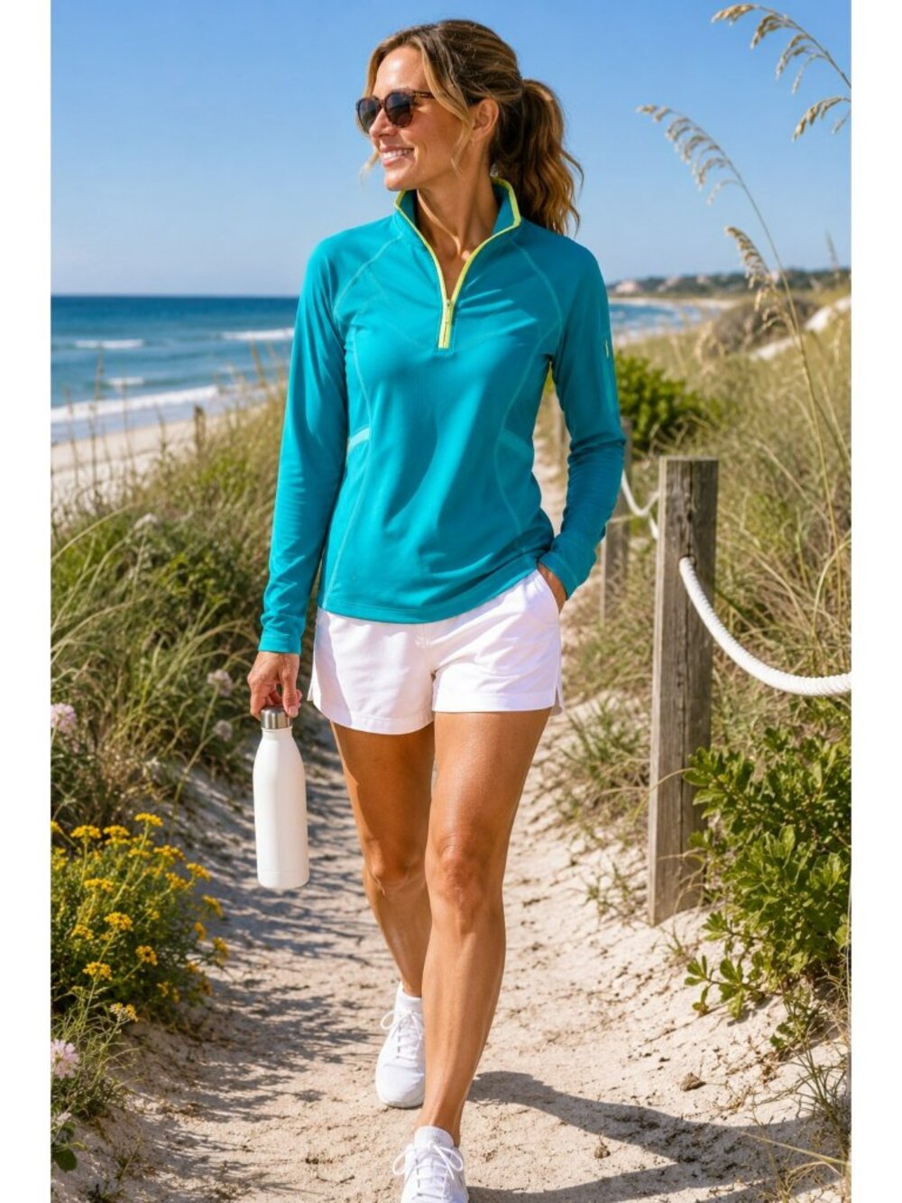 Lululemon Athletica Half-Zip Long Sleeve Athletic Jacket Womens 6 Turquoise Nylo